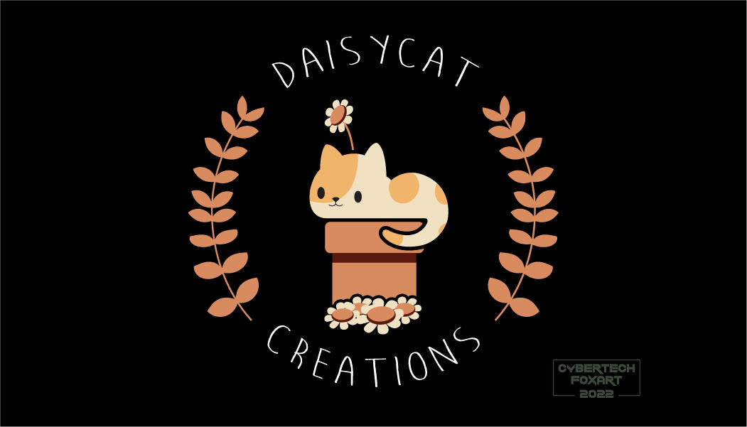 The front of Daisycat Creations&#39; business card features just their logo.