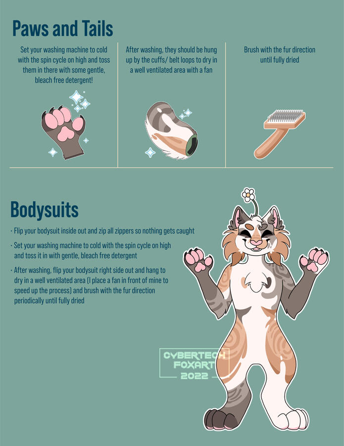 Side #2 for Daisycat&#39;s fursuit care guide.