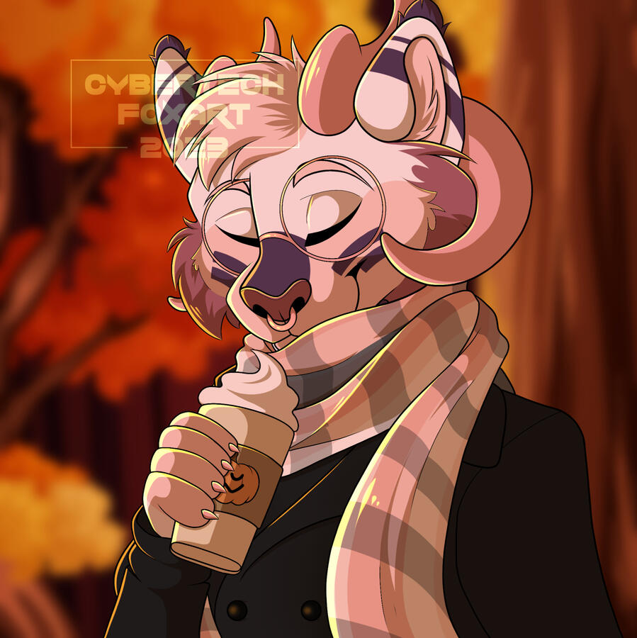 Pumpkin spice and falling leaves 🍂☕ a redraw of an old piece from 2021