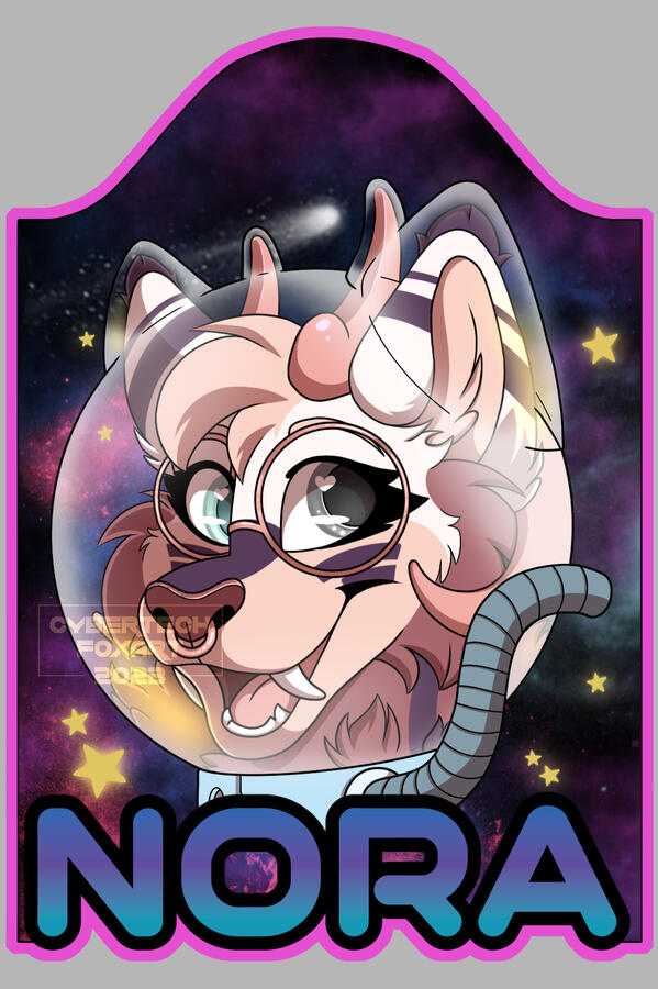 Personal space themed badge I made for AnthrOhio 2023
